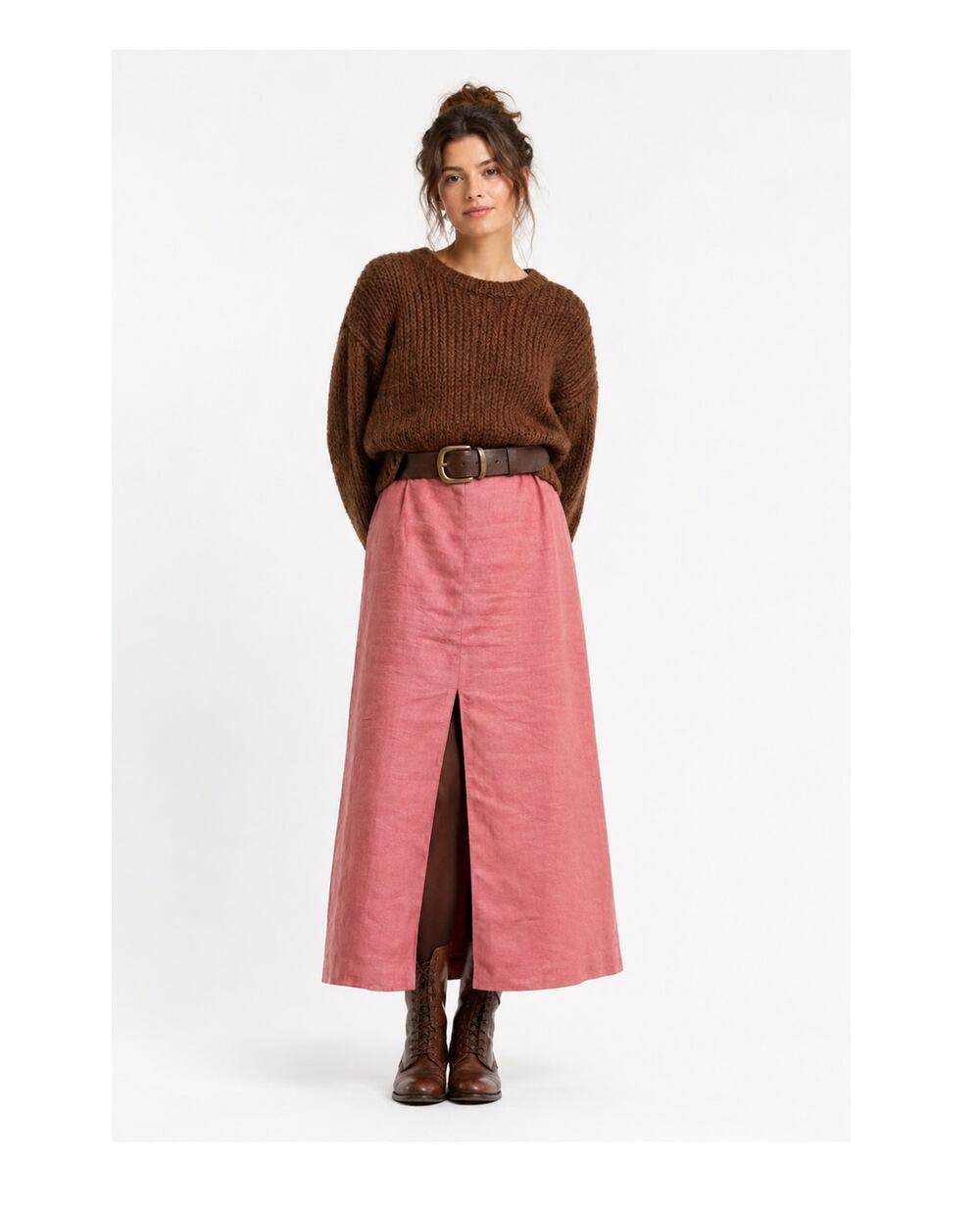 Vintage Mothwurf Austria Pink Linen Maxi Skirt - W 28"